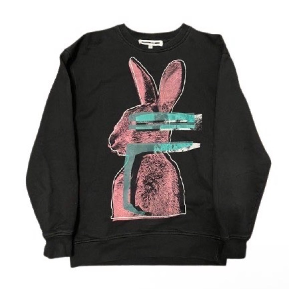 Alexander McQueen Other - Alexander McQueen Black Sweatshirt with Pink and Teal Rabbit Graphic